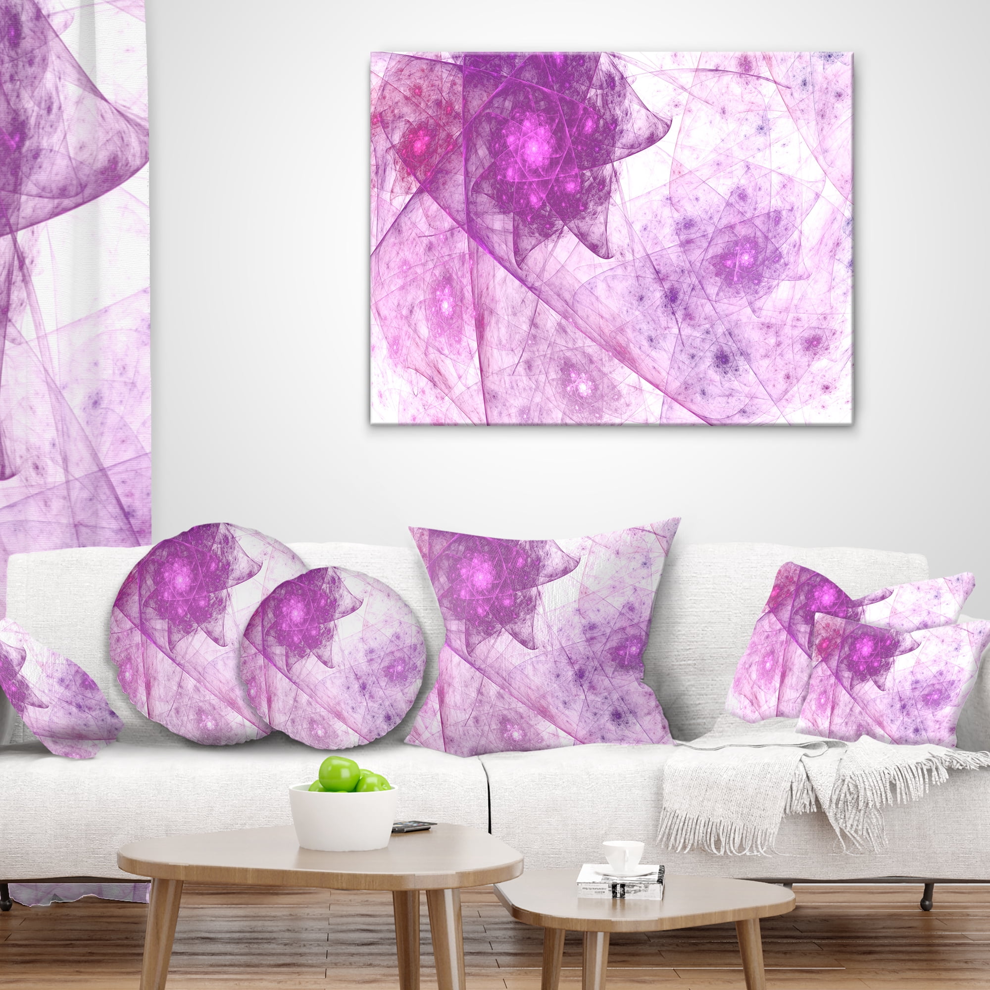 Designart Light Purple Rotating Polyhedron - Abstract Throw Pillow - 12x20