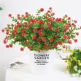 thumbnail image 2 of Ramo de rosas artificiales con hojas de eucalipto, plantas de vegetación de plástico rojo, 2 of 7