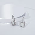 thumbnail image 4 of 925 Sterling Silver Earrings Fashion Princess Cut White Opal Leverback Earrings for Women, 4 of 5