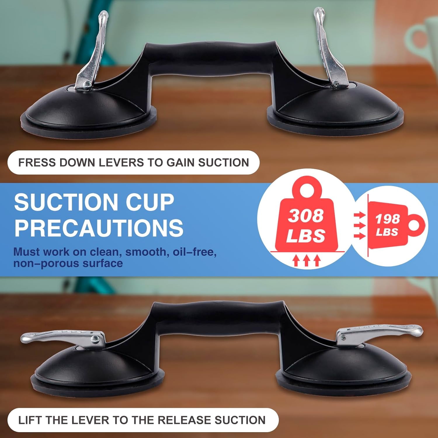 RGHJAR-4PC Laminate Flooring Tools, Floor Gap Repair Tool Set with Suction Cup & Rubber Mallet Hammer, Fixer Tool for Floating Wood Floors