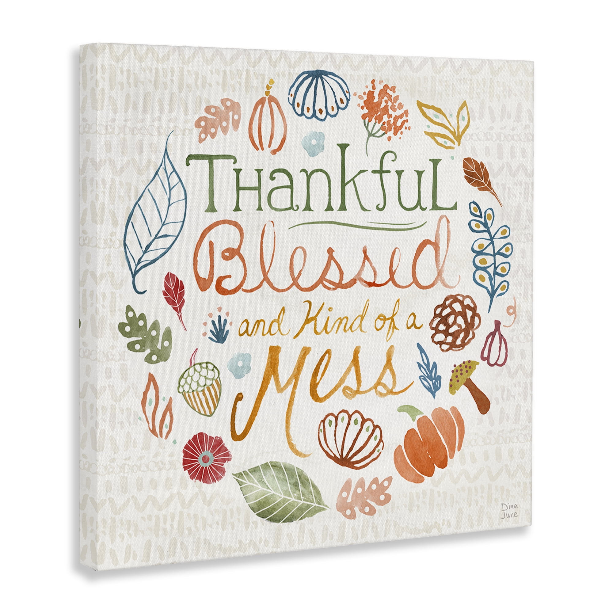 Stupell Industries Kind Of A Mess Autumnal Holiday Painting Gallery Wrapped Canvas Art Prints Wall Art, 17 x 17