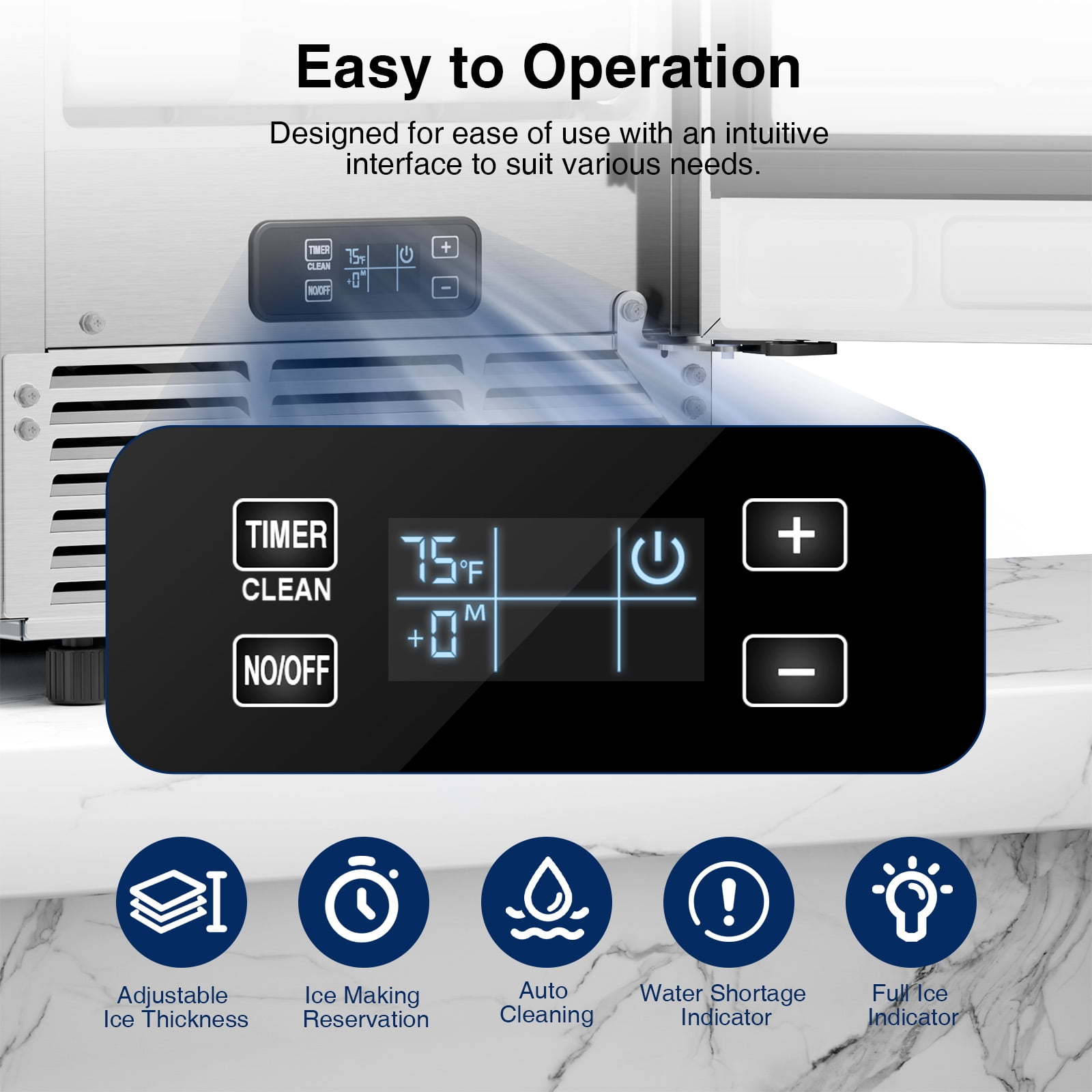 Commercial Under Counter Ice Maker Machine, 90 Lb/Day Auto-Cleaning & 24H Timer