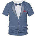 thumbnail image 2 of Xcmzpl T-Shirt de Smoking pour Hommes T-Shirt Graphique de Smoking Grandes Tailles T-Shirts à Imprimé Color Block Col Rond Manches Courtes Chemises Décontractées, 2 of 5