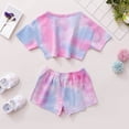 thumbnail image 4 of NZRVAWS 18 Months Toddler Baby Girls Outfits Set 24 Months Girls Short Sleeve Tie-dyed Top Shorts Set 2PCS Set, 4 of 9