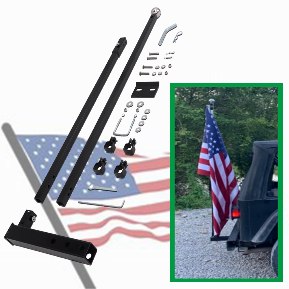 ELITEWILL Hitch Mount Flag Pole Holder For Trucks Mounts to 2