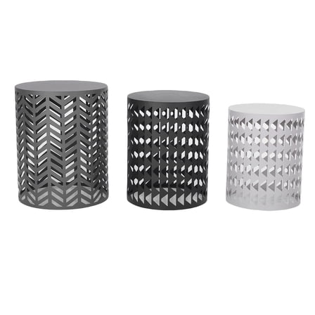 3PCS Garden Stools Cylindrical Metal Stool Set for Outdoor Patio Terrace Decoration
