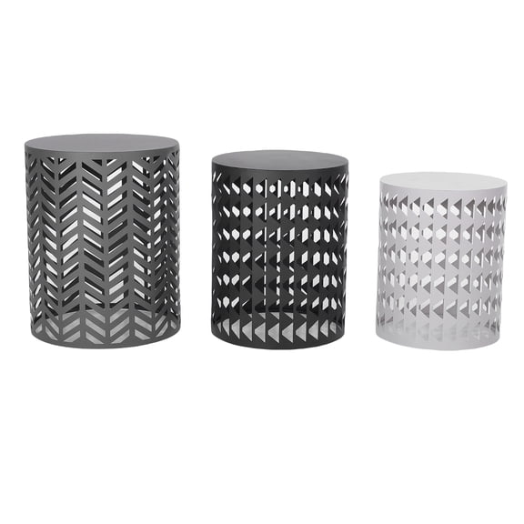 3PCS Garden Stools Cylindrical Metal Stool Set for Outdoor Patio Terrace Decoration