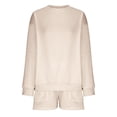 thumbnail image 3 of Shorts and Sweatshirt Set for Women Comfy Matching Sets Women College Outfits for Women Fall Lounge Sets Casual Set Fall Sets Cute Matching Sets，Beige，L, 3 of 5
