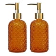 thumbnail image 1 of Dispensador de jabón YYTSGG de vidrio naranja de 400 ml con bomba de plástico dorado, 1 of 6