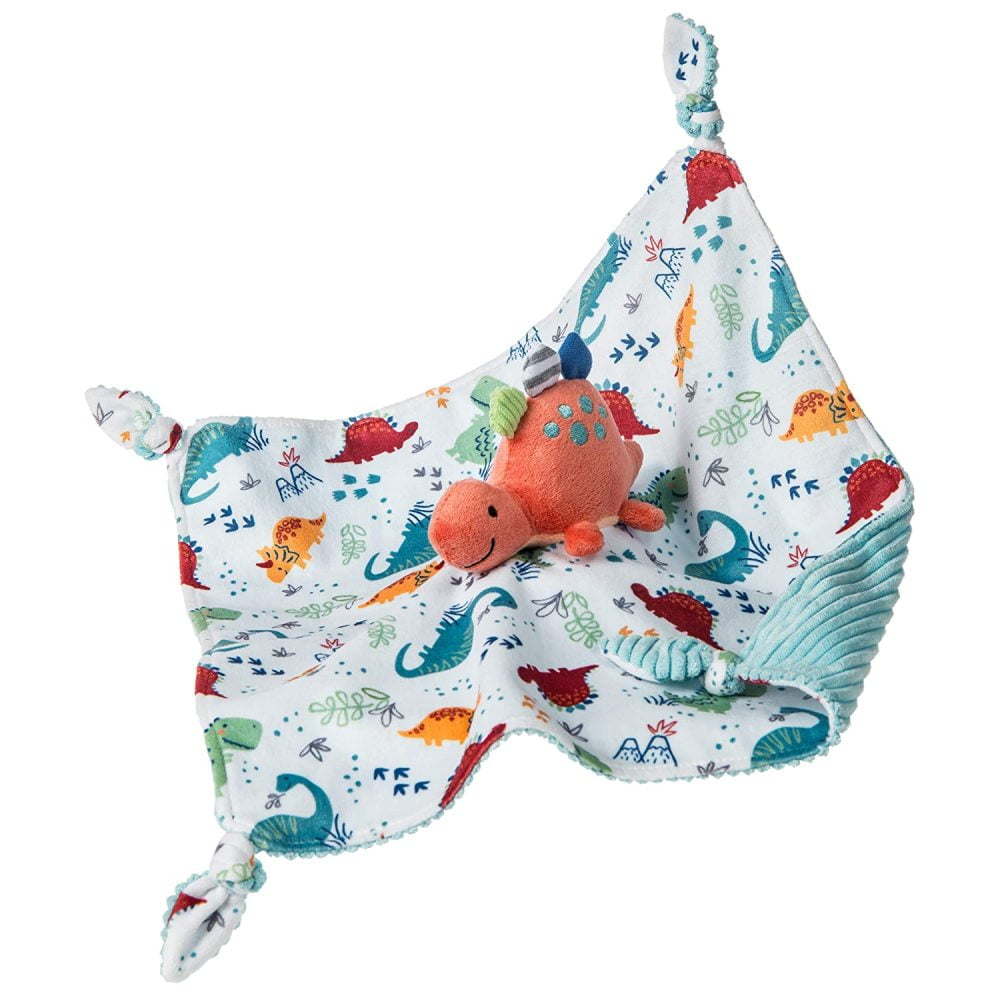Toyvian Baby Colorful Security Tag Blanket Soft Appease Towel for Newborn Toddlers Dinosaur Pattern 