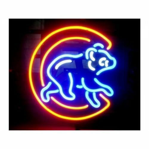 Chicago Cubs Light Neon Sign Beer Bar Gift 14"x10" Lamp Artwork Poster 