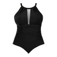 thumbnail image 3 of Vedolay Women's Tummy Control One Piece Swimsuits Halter Bathing Suits,Black XL, 3 of 4