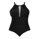 thumbnail image 4 of Gibobby Bañador de una pieza Moda femenina suelta transpirable Sexy siamés conservador encaje plisado de talla grande(Negro,XL), 4 of 5
