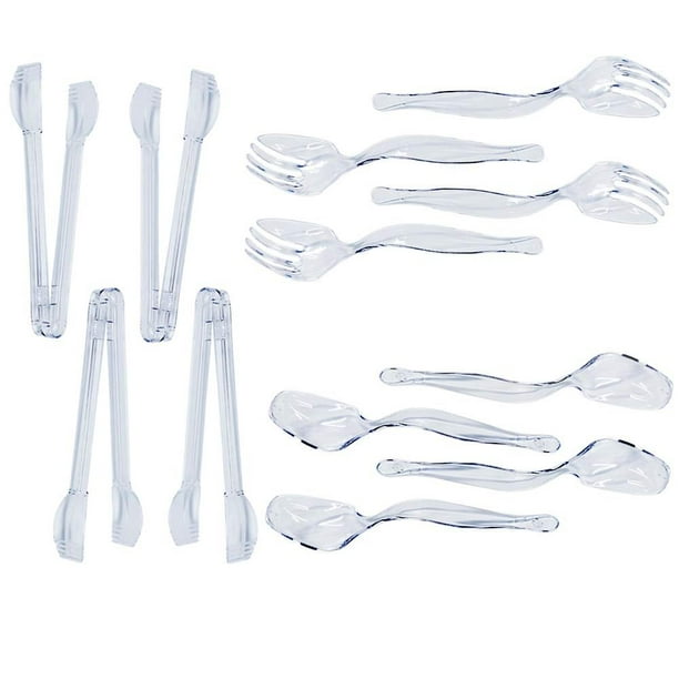 Set of 12 Clear Plastic Serving Utensils Disposable Heavy Duty Serving