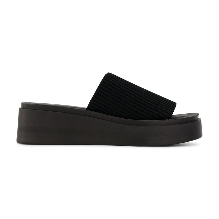 靴 Admance Platform Slider Sandal CUSHIONAIRE Women's Soft Cushioned Pim Knit Platform Sandal