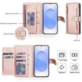 thumbnail image 2 of For Samsung Galaxy S25 FE 5G 6.7-inch RFID Blocking Protective Purse Wallet Case For Women Men Multi-Card Slots Zipper Pocket Detachable Shoulder Strap And Wrist Strap,Shockproof Phone Case,Rose Gold, 2 of 8