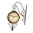 thumbnail image 1 of Reloj de pared de doble cara con diseño vintage, silencioso, de 4,72 pulgadas, para estación. Números arábigos, 1 of 9
