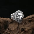 thumbnail image 3 of Lion Head Mens Ring Vintage Silver Plated Copper Wide Face Adjustable Statement Ring Dominant Animal DesignPro, 3 of 6