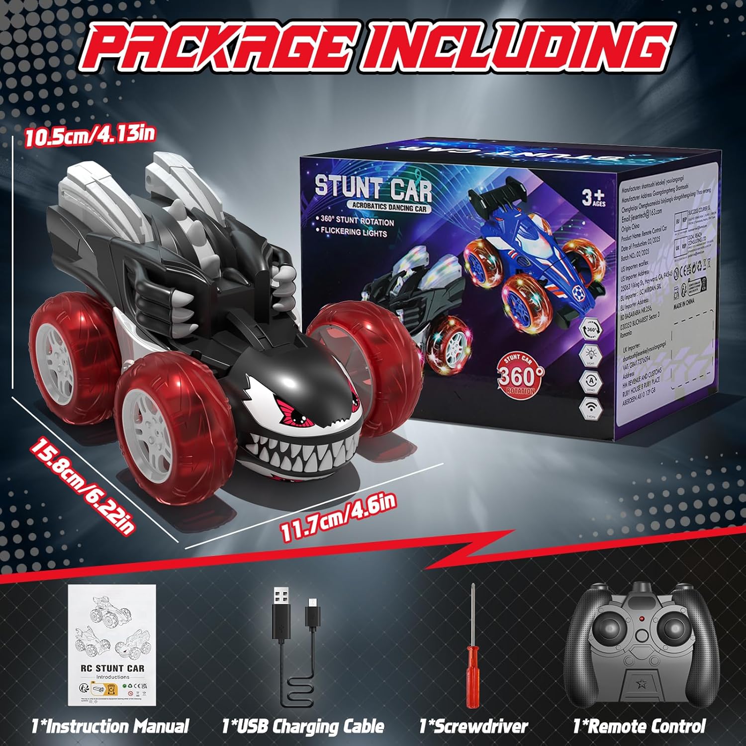 RC Stunt Car – Remote Control Car with Cool Lights, Rechargeable, Outdoor Toy Gift for Boys, Funtogether Toys