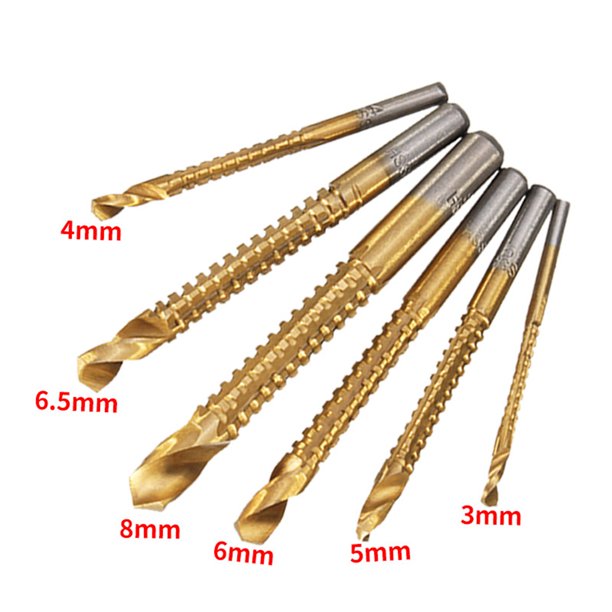 Worallymy brocas de acero de alta velocidad chapadas en titanio carpintería carpintería corte ranurado brocas de sierra 6 unidades/juego Worallymy JD720445696