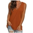 thumbnail image 2 of yoeyez White Tshirts Shirts for Women,Maternity Tank Tops for Women Women's V Neck Solid Color Tanks Plus Size Top T-Shirt Orange,XXL, 2 of 4