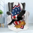 thumbnail image 4 of American Soft Flannel Fleece Blanket, Flying Eagle with USA Flag Armor Design Shape Liberty Wings in Sky Ilustration, Cozy Plush for Indoor and Outdoor Use, 60" x 80", Red Blue Black, by Ambesonne, 4 of 5