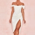 thumbnail image 7 of Women's Off Shoulder Wrap Short Sleeve Ruched Dress - L, 7 of 7