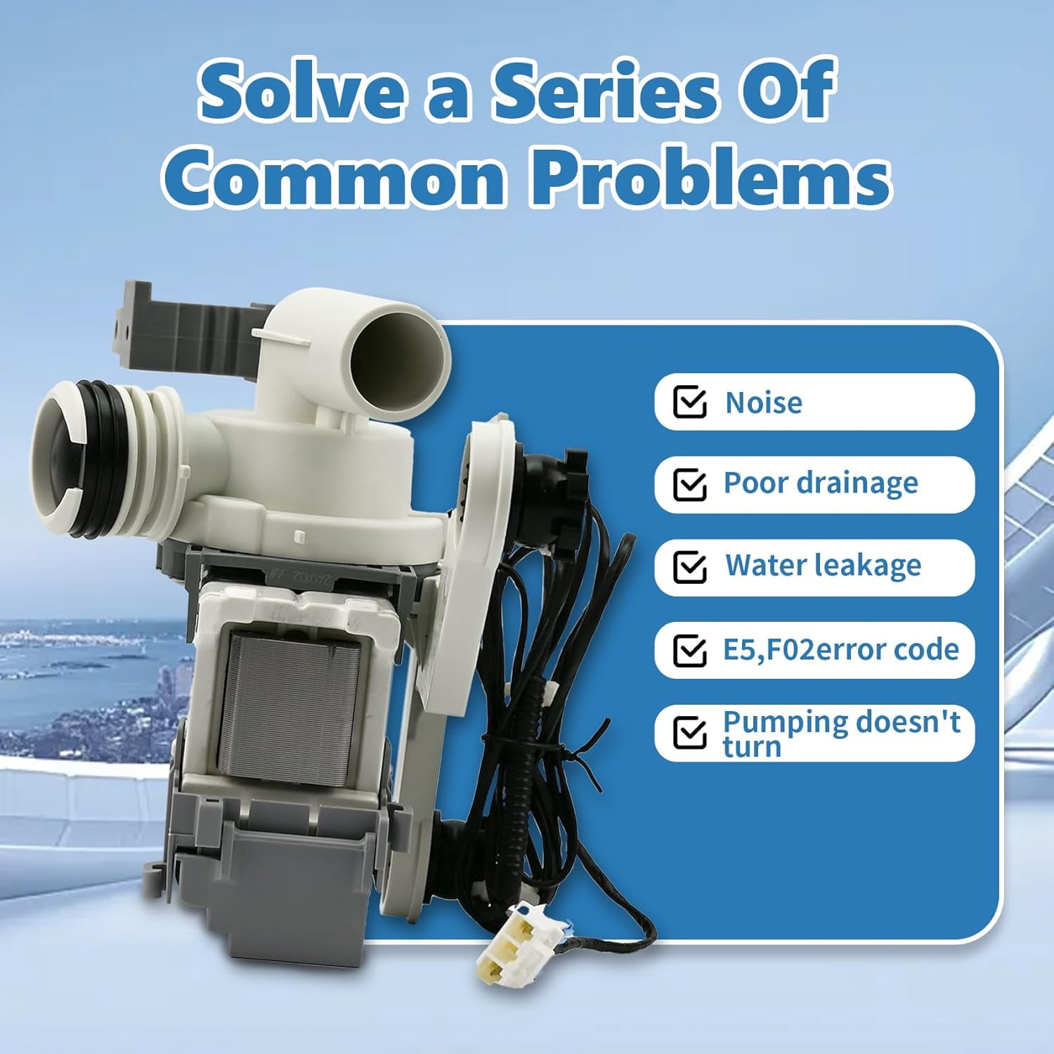 Aniceparthy DC97-19289F Washer Drain Pump Assembly Compatible with Samsung Washing Machine, Replaces for DC97-19289B,DC97-19289A,DC97-17349B,DC97-17366J,DC97-17366A,P6806651,PS12592631,Px3516-01