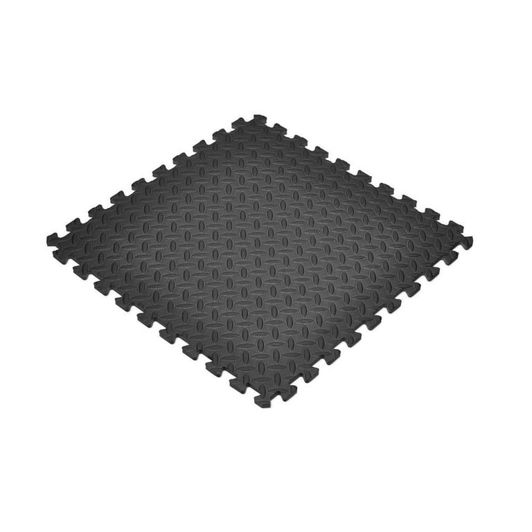 Norsk Black 24 in. x 24 in. EVA Foam Solid Color Diamond Plate Interlocking Tile (30-Tile)