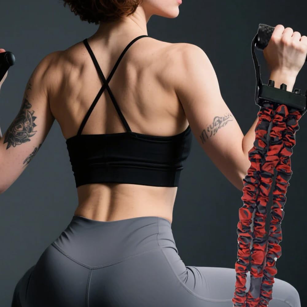 Natural Latex 3-Hole Resistance Stretcher,Chest Expander Stretch Bands for Men,High Elasticity & Tear Resistant Exercise Bands with Handles,Full-Body Basic Training,Strength Workouts Green