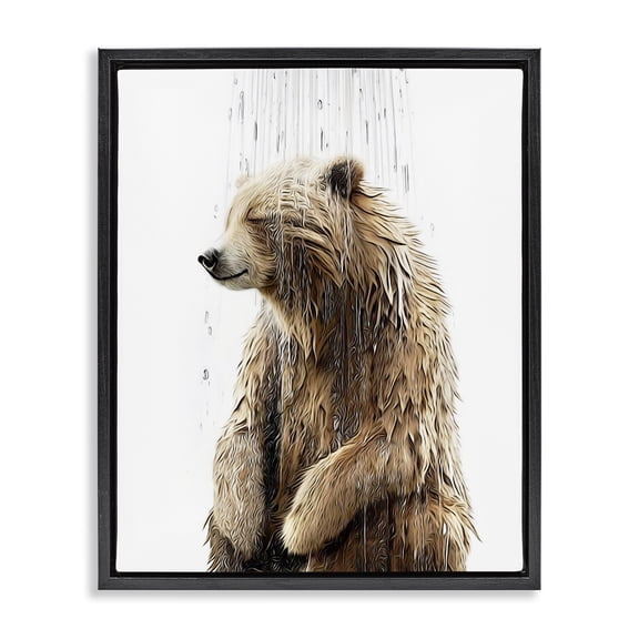 Stupell Industries Eclectic Bear Shower Splash Black Floating Frame Canvas Art, 17 x 21, by Annalisa Latella