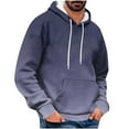 thumbnail image 2 of Men's Casual Gradient Color Cotton Hoodies Drawstring Long Sleeve Fashion Pullover Hood Tops with Kangaroo Pocket (2XL, Purple), 2 of 5