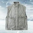 thumbnail image 2 of Puffer Vest Ladies Padded Vest Jacket Sleeveless Stand Up Collar Fall Winter Womens Winter Coats Grey M, 2 of 5