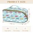 thumbnail image 4 of FORMRS Makeup Bag Travel Cosmetic Organizer for Women Fold Flat Zipper Pouch with Handle, Blue Trains Pattern, 4 of 8