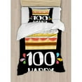 thumbnail image 3 of 100th Birthday Duvet Cover Set Queen Size, Old Legacy 100 Birthday Party Cake Candles on Black Major Milestone Backdrop, Decorative 3 Piece Bedding Set with 2 Pillow Shams, Multicolor, by Ambesonne, 3 of 3