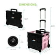 thumbnail image 5 of Pop & Load Collapsible Rolling Utility Cart, Plastic Pack-N-Roll Cart with Handle, Portable Storage, Black & Pink, 5 of 6