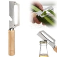 thumbnail image 2 of Pelador de verduras de acero inoxidable con abridor de botellas Pelador multifuncional para patatas,zanahorias y frutas Herramienta de cocina ergonómica de madera para pelar y preparar, 2 of 9
