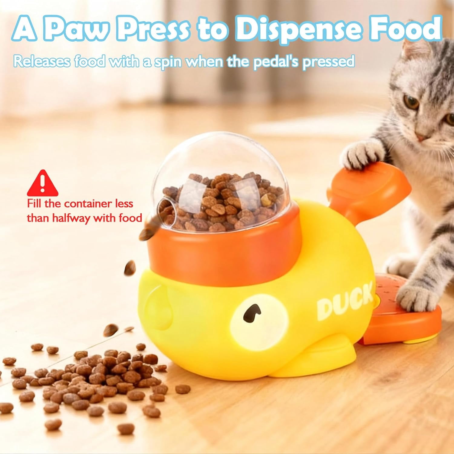 ABPETE 2 in 1 Dog Interactive Treat Dispenser Toy,Durable Food Puzzle Slow Feeder, Duck Shape Enrichment Toys with Button, Mentally Stimulating Toys for Dogs,Cats,Pets.