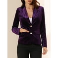 thumbnail image 6 of INSPIRE CHIC Women's Vintage Velvet Blazer Notched Lapel Button Front Wear-to-Work Jacket XS Purple, 6 of 9