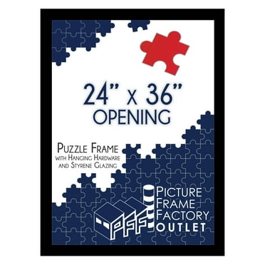 (1) 24x36 - Picture Frame for Puzzles, Photos, Artwork - 1.25" Black MDF Frame with plexi-glass and hanging hardware