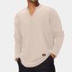 thumbnail image 4 of Camiseta holgada de manga larga con cuello en V y rayas para hombre, fresca para el verano - Poliéster, duradera, para uso diario, fácil de combinar con pantalones - Tallas S-XXXL, 4 of 8