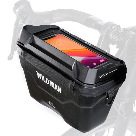 WILD MAN WILD MAN Bike Handlebar Bag Front Phone Bag EVA Cycling Storage Bag 3L Waterproof with Touchscreen Quick Release Design for Mountain Road Bike Electric Scooter