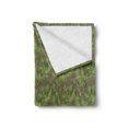 thumbnail image 2 of Jungle Foliage Soft Flannel Fleece Blanket, Continuous Tropic Pattern with Outline Leaves and Palm Trees Print, Cozy Plush for Indoor and Outdoor Use, 70" x 90", Taupe and Lime Green, by Ambesonne, 2 of 5