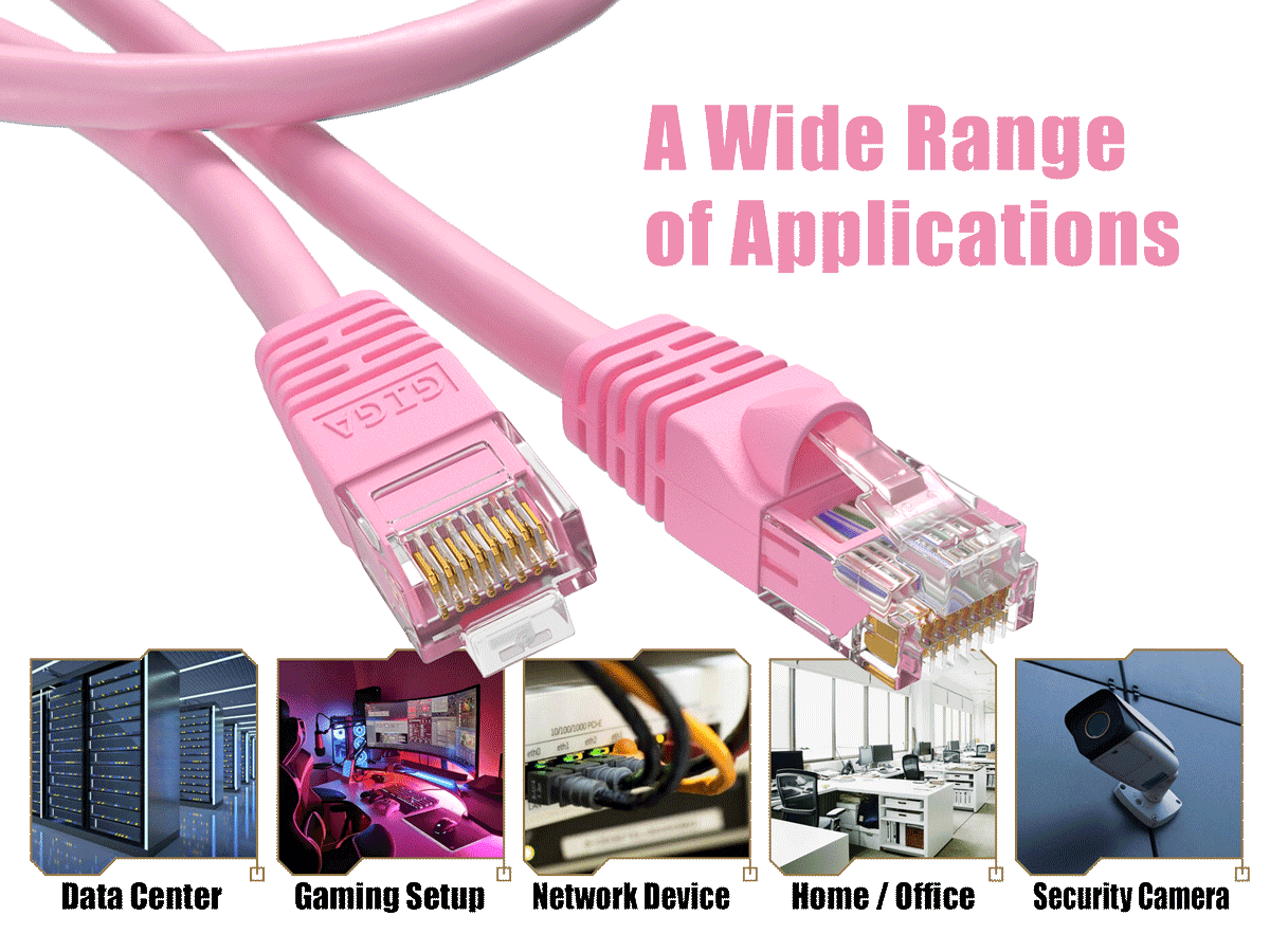 Cable Leader 50ft Cat6 UTP Ethernet Network Patch Cable Snagless 24AWG Bare Copper, Pink