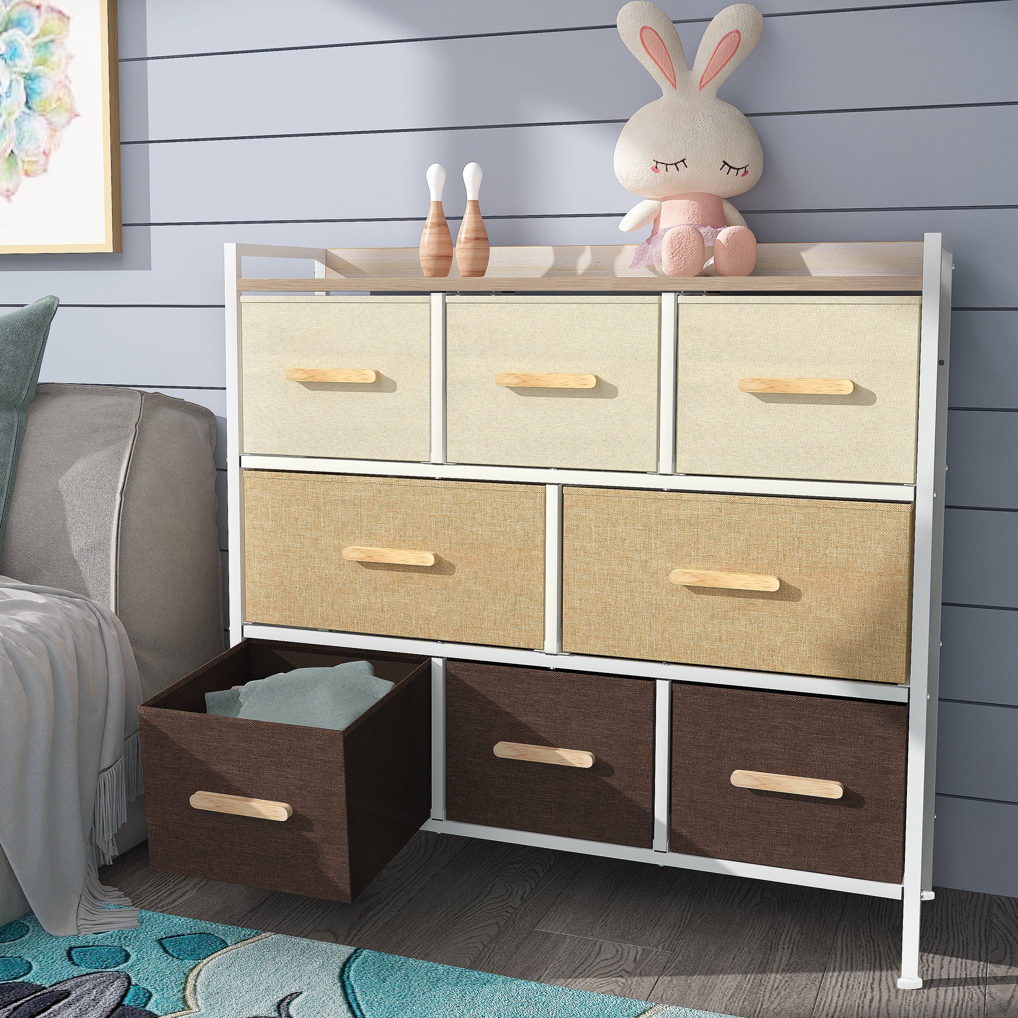 YITAHOME 8 Drawer Dresser - Furniture Storage Tower, Organizer Unit for Bedroom, Living Room, Hallway, Closets & Nursery - Sturdy Steel Frame, Wooden Top & Easy Pull Fabric Bins (Chocolate)