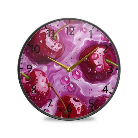 BZSMCE Wall Clock Acrylic Size：9.5*9.5in/11.9*11.9in Refreshing Cherry Bliss Design Pattern Clock