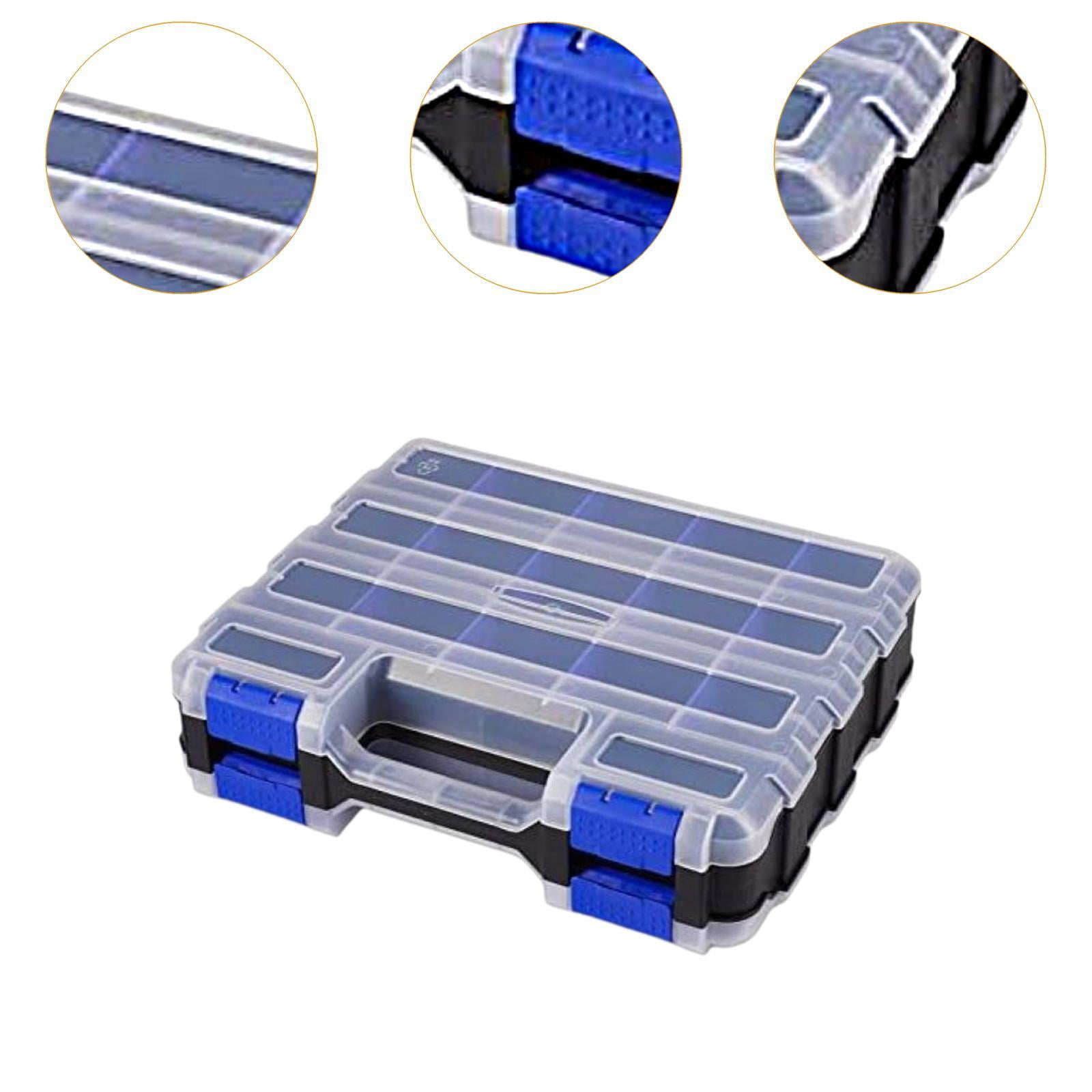 MAGIDEAL Double Side Tool Organizer Small Parts Case 32x26.9x7.8cm Accessory Transparent Blue