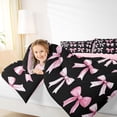thumbnail image 4 of Feelyou Teen Fashion Ribbon Twin Comforter Sets, Black Pink Bowknot Bedding Set, 2 Pieces, 4 of 8