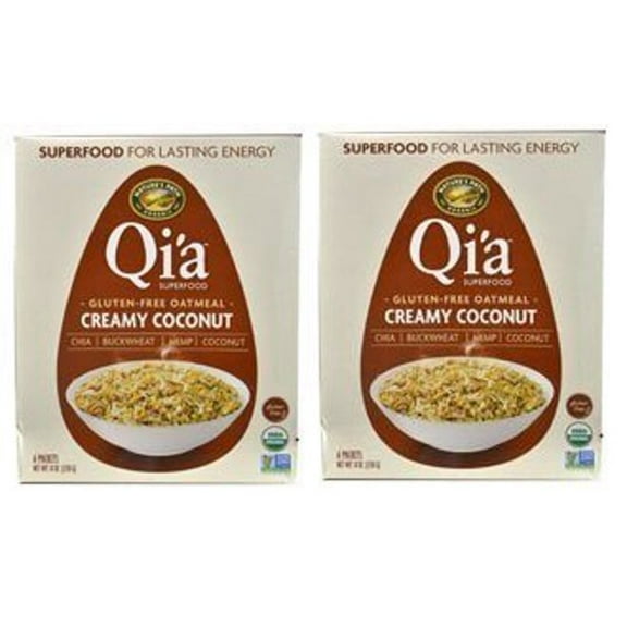 Qi'a Superfood Organic Hot Oatmeal - Creamy Coconut - 2 Boxes with 6 Packets Each Box (12 Packets Total) (8 oz each)
