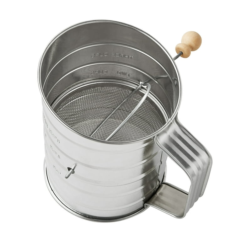 Stainless Steel 3-Cup Flour Sifter - Lid and Bottom Cover - No